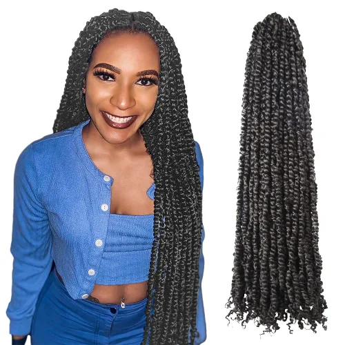 Miniatura 58 de BOHOBABE Cabello de Ganchillo Pre-retorcido Passion Twist de 14 Pulgadas Cabello Corto Ombré Gris Pre-enrollado de Ganchillo Passion Twist para Gris