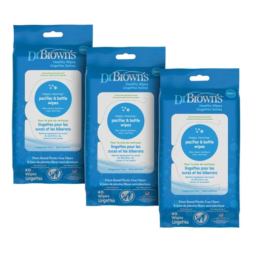 Dr. Brown's Toallitas saludables para biberones y chupetes, limpian de forma segura biberones, artículos para bebés y artículos esenciales para la