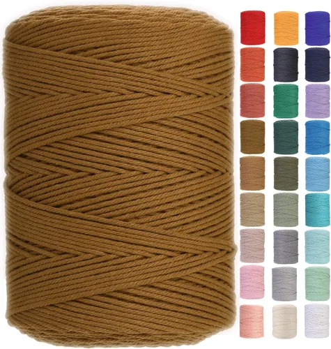 Miniatura 87 de Cuerda de macramé 4 mm x 328 yardas Natural Cuerda de algodón para macramé Cuerda de macramé colorida Cordón de algodón suave Suministros de macramé