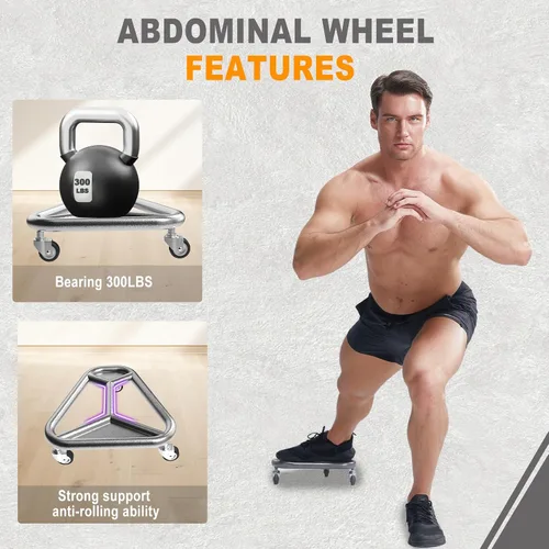 Miniatura 7 de HOTWAVE Rueda de rodillo de abdominales para entrenamiento de núcleo, equipo de ejercicio abdominal extra ancho para abdominales, brazos y espalda