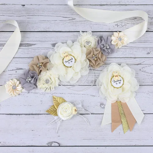 Miniatura 11 de Faja de maternidad para baby shower, juego de pines de ramillete para mamá para ser papá para ser padre (girasol amarillo)
