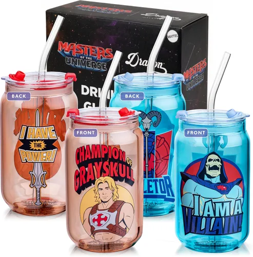 Miniatura 9 de Dragon Glassware x Barbie La Película - 16 oz Tazas de vidrio con tapas y popotes, Juego de 2 - Tazas de café helado con tapas - Vaso de vidrio