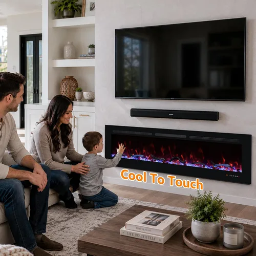 Miniatura 8 de Chimenea eléctrica de 48 pulgadas para empotrar y colocar en la pared, insertos de chimenea eléctrica con control remoto y pantalla táctil, 169