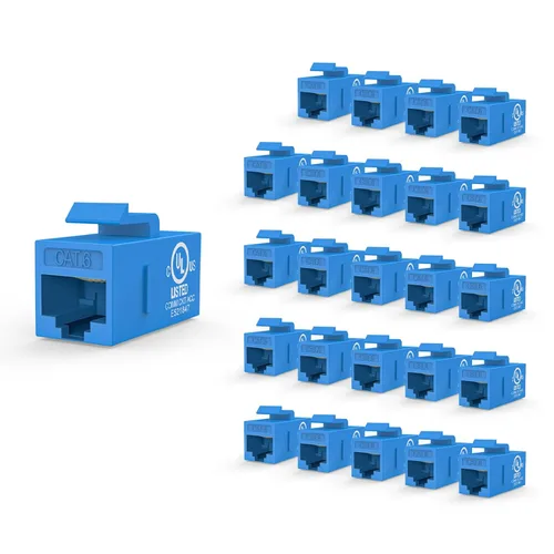 Miniatura 14 de VCE Paquete de 25 acopladores Keystone RJ45 CAT6 con certificación UL, acoplador hembra a hembra, acoplador en línea UTP CAT6 Keystone blanco