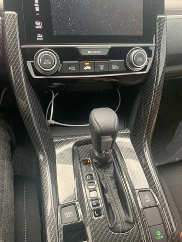 Miniatura 5 de Kadore Tira de moldura de palanca de cambios interior de fibra de carbono para Honda Civic 10ª generación LHD 2016 2017 2018 2019 2020 2021