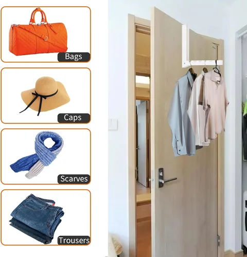 Miniatura 5 de Tendedero plegable para ropa interior y lavandería, paquete de 2 ganchos para colgar sobre la puerta con 6 ranuras, gancho plegable portátil