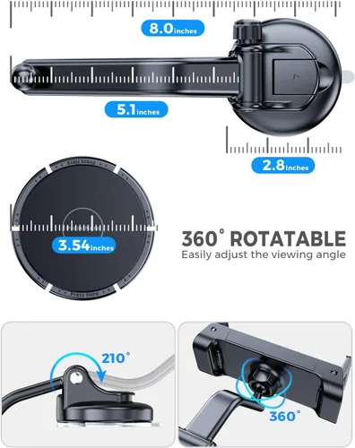 Miniatura 5 de eSamcore Soporte para Tablet para Salpicadero de Coche, Soporte de Montaje en Parabrisas para iPad y Soporte Plegable para Teléfono con Abrazadera
