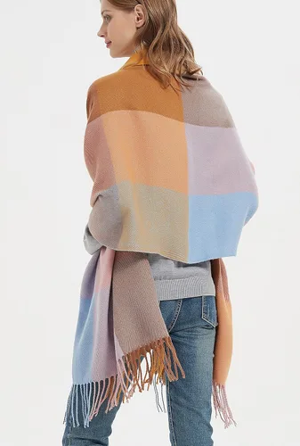 Miniatura 3 de Wander Agio - Bufanda larga y a la moda para mujer, diseño a cuadros, cálida, chal para invierno