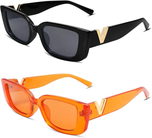 Miniatura 30 de Allarallvr Lentes de sol rectangulares para mujer, estilo retro de los años 90, Y2K, clásicos, vintage, cuadrados, AR82037