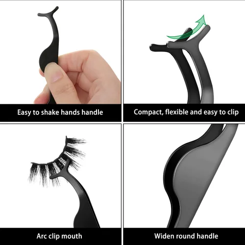 Miniatura 5 de 24 piezas de herramienta aplicadora de pestañas postizas, pinzas de extensión de pestañas de acero inoxidable, pinzas removedoras de clip, pinzas