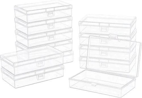 Miniatura 27 de LJY 100 contenedores rectangulares vacíos de plástico transparente con tapas con bisagras (2.2 x 1.6 x 0.8 pulgadas, transparente)