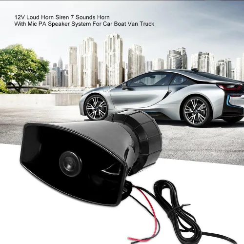 Miniatura 7 de Estink Cuerno de sirena de coche megáfono sistema PA 12 V 120 dB 7 tonos alarma electrónica de advertencia con micrófono sistema de altavoces PA
