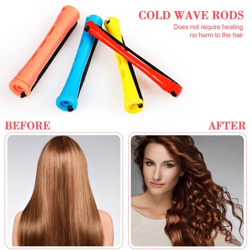 Miniatura 3 de 48 piezas de varillas para el cabello permanente, varillas cortas de onda fría de plástico, planchas para rizar el cabello, rodillos para rizar