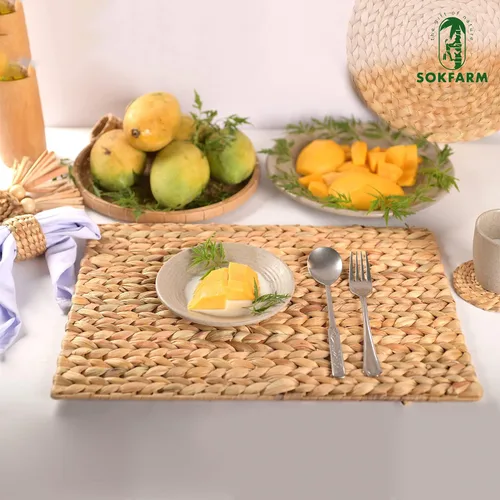 Miniatura 5 de Juego de 10 manteles individuales tejidos bohemios, individuales para mesa de comedor, manteles individuales de Pascua Farmhous Egreen, individuales