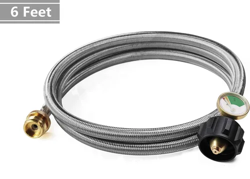 Miniatura 3 de DOZYANT Adaptador de manguera trenzada de acero inoxidable de 6 pies con medidor de tanque, convertidor de propano de 1 libra a 20 libras