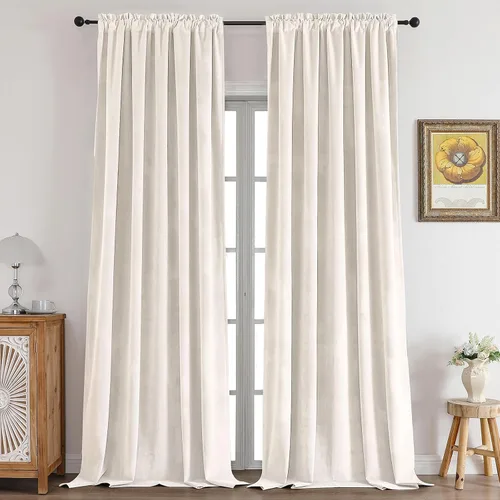 Miniatura 15 de CUCRAF Cortinas opacas de terciopelo negro de 63 pulgadas de largo, con aislamiento térmico, reducción de ruido, bolsillo para barra, cortinas