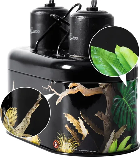 Miniatura 9 de REPTI ZOO Nano Combo Print Tropical Desert Reptile Dual Deep Dome Lámpara Luminaria para Reptiles Máx 40 Vatios Altura Máxima de Bombilla 4 pulgadas