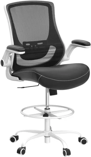 Miniatura 5 de Misolant Silla de dibujo, silla de oficina alta para escritorio de pie, silla de oficina alta con soporte lumbar ajustable y anillo reposapiés