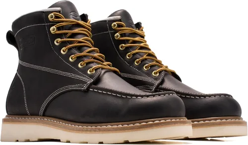 SUREWAY GoodyearWelt, botas de trabajo de 6 pulgadas para hombre, suaves, con punta de acero, de cuero de grano completo, antideslizantes, EH Safety
