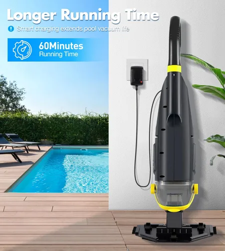 Miniatura 6 de KimPump Aspirador de piscina de mano inalámbrico con 4 bolsas de filtro, adecuado para filtración de impurezas ultrafina, cabezales de cepillo