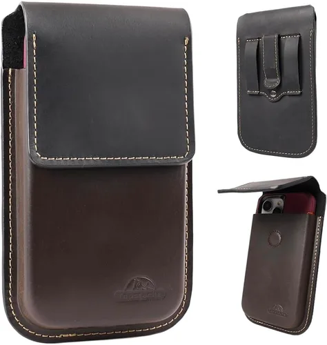 Topstache Funda de cuero para teléfono celular para Galaxy S25/S24 Ultra & Plus - Funda de teléfono con clip para cinturón para iPhone 17/16/15 Pro