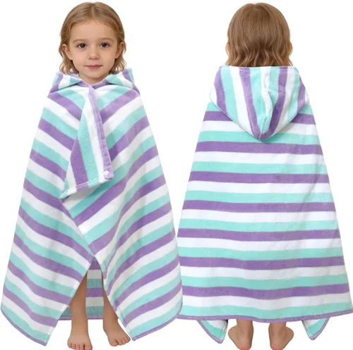 Miniatura 7 de VOOVA & MOVAS Toalla de playa con capucha para niños de 3 a 8 años, 30 x 50 pulgadas, suave, gruesa, grande, 100% algodón, absorbente para playa