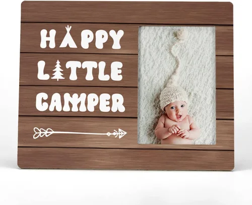 FONDCANYON Marco de fotos Happy Little Camper, marcos de fotos decorativos para baby shower, regalos de cumpleaños para bebés, niñas y niños (foto