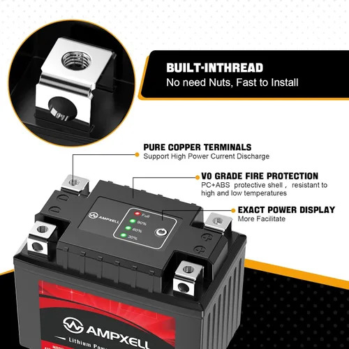 Miniatura 5 de YTZ5S/YTX4L-BS Batería de litio de la motocicleta 12V 2.5Ah 150A Reemplazo YTX5L-BS Powersport Batería, motocicleta, ATV, UTV, ciclomotor, 4 ruedas