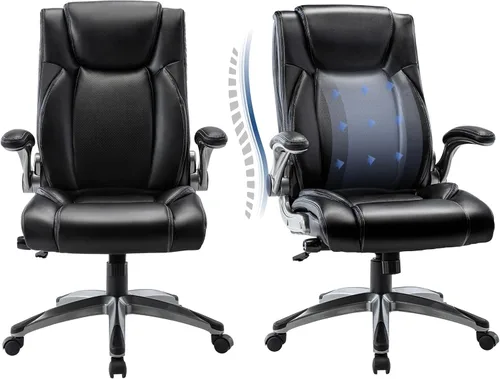 Miniatura 12 de COLAMY Silla Ergonómica de Oficina Ejecutiva con Cuero Sintético Grueso, Reposabrazos Abatibles, Respaldo Alto Ajustable en Altura e Inclinación