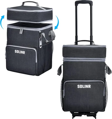 SDLINR Hielera grande rodante de 72 latas, bolsa de enfriador suave aislada a prueba de fugas con ruedas y asa plegable para playa, camping, patio,