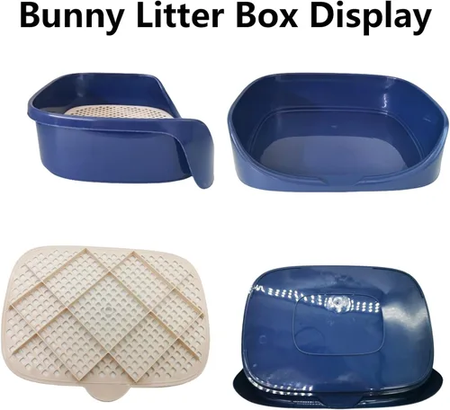 Miniatura 6 de Tfwadmx Caja de arena para conejillos de indias, bandeja de esquina rectangular para inodoro de animales pequeños, para hurón, chinchilla