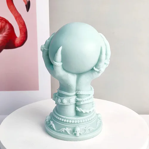 Miniatura 3 de Moldes de vela de calavera con bola y garra de rosa - Moldes de silicona 3D para resina, arcilla y elaboración de pasteles - Suministros