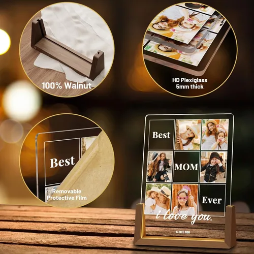 Miniatura 3 de LUCKOR Placa Decorativa Foto Personalizada para Mamá, Regalo del Día de la Madre de Hija, Hijo, Niños, Personalizada para Esposa de Esposo, La Mejor