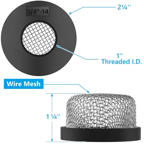 Miniatura 2 de Saillong 1 colador de malla de acero inoxidable de ¾ pulgadas -14, filtro de pantalla aireador de acero inoxidable compatible con bombas Livewell