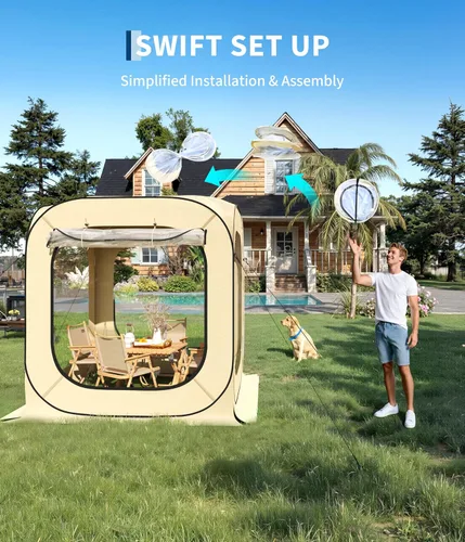 Miniatura 4 de 6x6 pies Tienda al Aire Libre para Todo Clima con Armado Instantáneo, Refugio de Playa para 2-3 Personas, Tienda de Camping Resistente al Agua, al