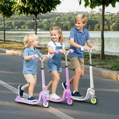 Miniatura 7 de Patinete de 2 ruedas, scooter para niños con ruedas y cubierta iluminadas, altura ajustable, 2 ruedas para niños de 5 a 7 años, scooters para niños