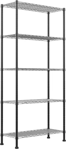 REGILLER Estantería de Almacenamiento de Metal de 5 Niveles con Estantes Ajustables, Unidades de Estantería de Pie para Lavandería, Baño, Cocina,