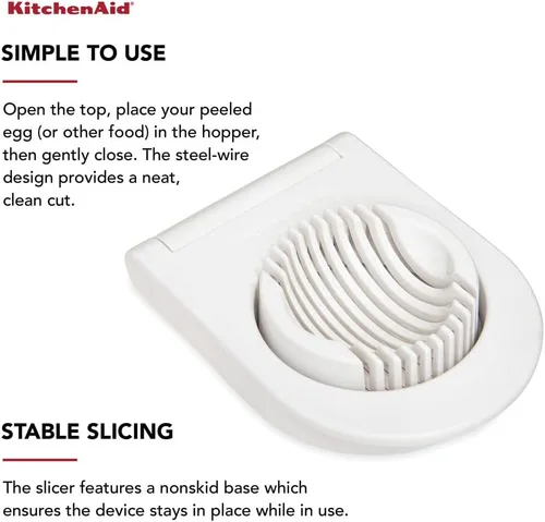 Miniatura 4 de KitchenAid Cortador de huevos clásico con alambres de acero inoxidable, 9 pulgadas, blanco