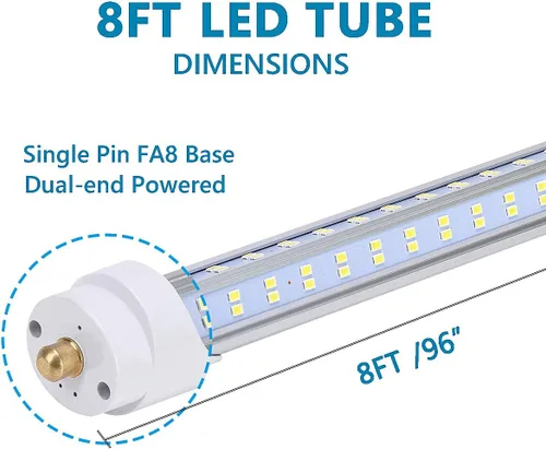 Miniatura 5 de 10 bombillas LED de 8 pies, luz diurna de 120 W, 19000 lm 5000 K, súper brillante, tubo de luces LED T8 T10 T12, luces LED FA8 de un solo pin
