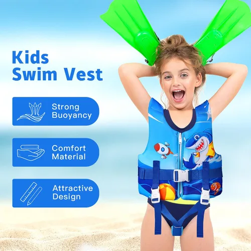 Miniatura 2 de REALIKE Chaleco de Natación para Niños Flotadores para Niños Pequeños Correa de Seguridad Ajustable Ayudas de Natación para Niños Pequeños Niños