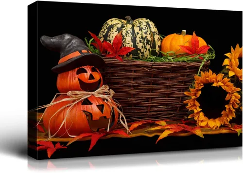 Miniatura 67 de Denozer - Pintura artística de pared de Halloween, impresión artística sobre lienzo para dormitorio, sala de estar, decoración de pared del hogar