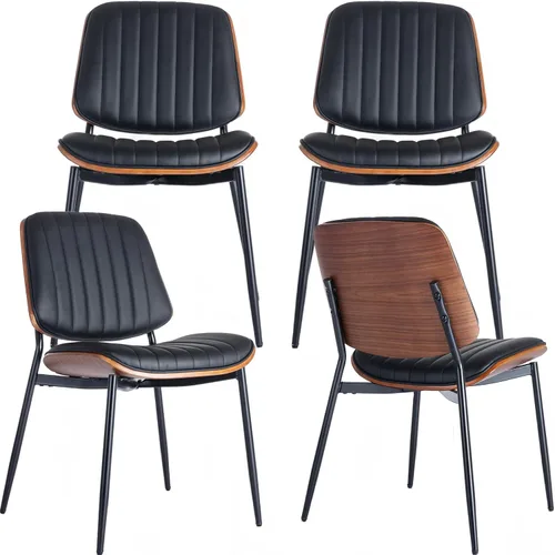 Miniatura 15 de ODUSE-DAILY Juego de 2 sillas de comedor modernas de mediados de siglo, sillas de cocina y comedor negras, juego de 2, sillas de cocina tapizadas