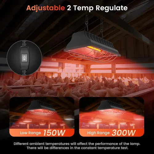 Miniatura 6 de Lámpara de calor para gallinero, calentador de criador de 300 W para pollitos cable de 9.84 pies, placa de calefacción aprobada por UL y lámpara