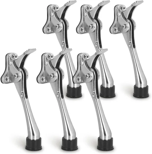 Miniatura 10 de Topes de puerta abatibles de 6 pulgadas con punta de goma antideslizante, soporte inferior resistente de un solo toque, tope de puerta de metal
