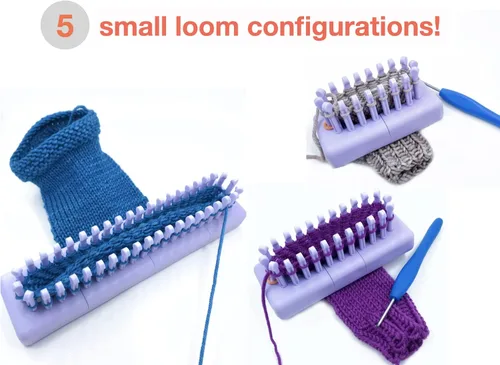Miniatura 5 de Authentic Knitting Board Telar multi-tejido ajustable, piezas de enganche, calibre pequeño y grande