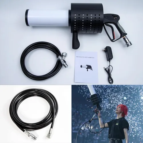 Miniatura 6 de Máquina de chorro de confeti CO2 portátil LED cañón blaster de CO2 máquina de humo con luces RGB columna de gas de dióxido de carbono pistola