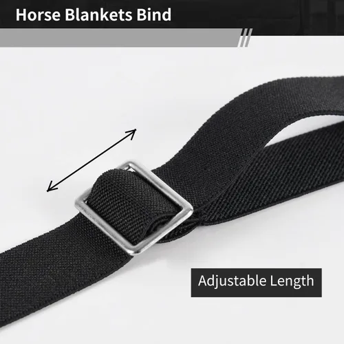 Miniatura 2 de Manta de caballo de alta calidad, correas de repuesto elásticas para el vientre con broches giratorios dobles, longitud ajustable de 24 a 42