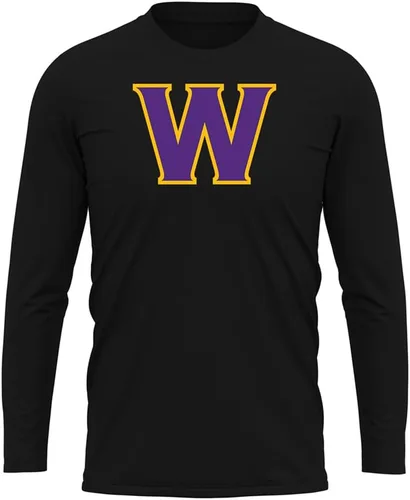 Miniatura 71 de Camisa deportiva de manga larga oficial de la NCAA Collegiate para hombre, colección negra con logotipo primario