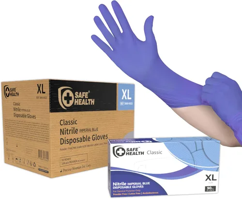 Miniatura 6 de Safe Health Nitrile Disposable Gloves, 3.5 Mil, Imperial Blue, Powder Free, Latex Free, Tattoo, Beauty, Salon, Car