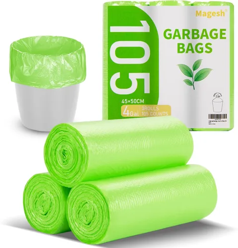 Miniatura 9 de Magesh Bolsa de basura de 4 galones fuerte, sin fugas, pequeñas bolsas de basura sin perfume gruesas para baño, oficina, cocina, bote de basura